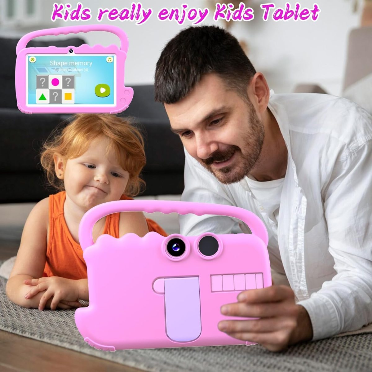 YQSAVIOR Kids Tablet, 7 Inch 4GB RAM | Android 12 | 32GB ROM | Bluetooth, IPS Screen, Parental Control, Dual Camera, Shockproof Case | Educational Gaming, Pink Case - Image 7