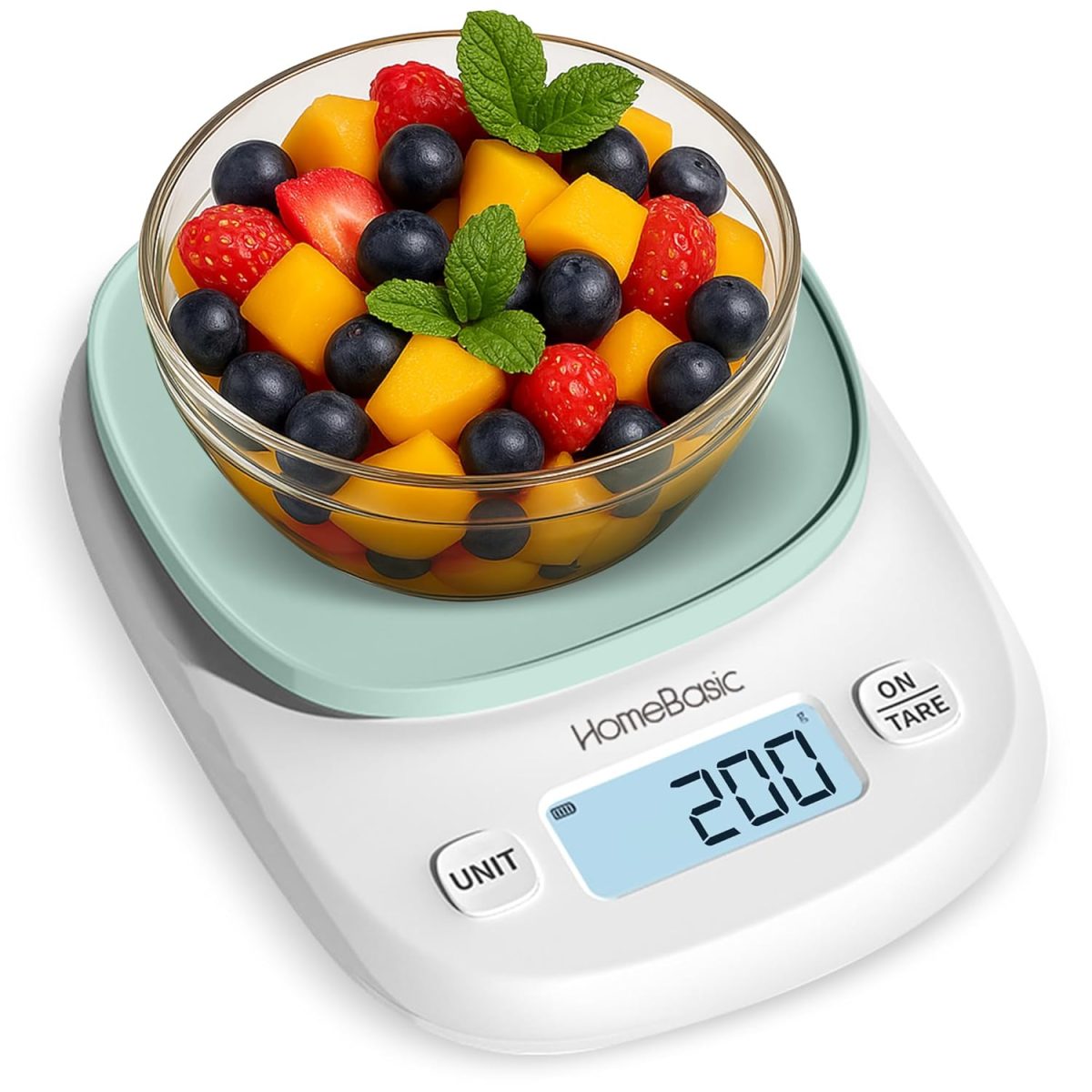 HOMEBASIC Digital Kitchen Weighing Scale 5Kg, High-Precision 0.1g Accuracy | LCD Display, Tare Function, Multi-Units (g, oz, lb, ml) Portable Weight Machine Food Scale for Cooking Baking Diet (Green)
