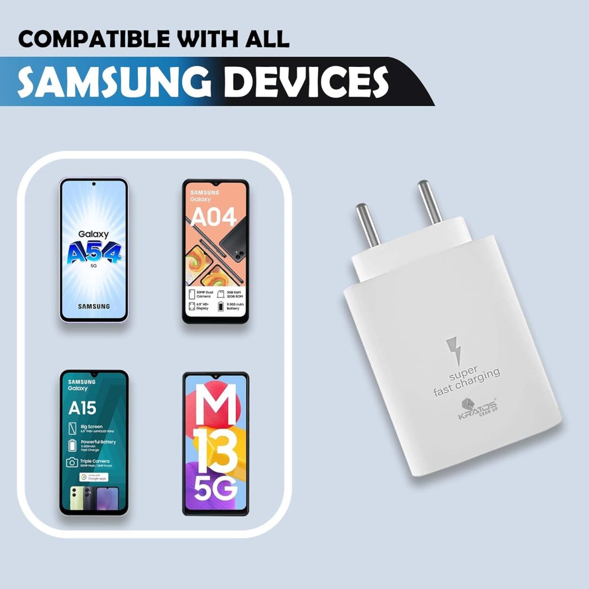 Kratos 25W Charger Adapter Compatible with Samsung Galaxy S/A/M/F/Z Series/S23/S22/S21/21 fe/S20/M14 5G/M34/M54/M53 5g/M33/M13/A34/A54 5G,F15/A15/A14/F14, for Samsung Charger Fast Charging,White - Image 6
