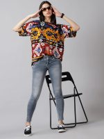 RodZen Oversized Cotton All Over Printed Loose Fit T-Shirt for Women/Girls - Image 5