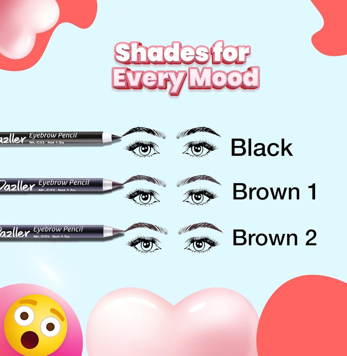 Dazller Eyebrow Pencil with Sharpener|Water-Resistant|Long Stay|Creamy Wax Formula|Infused with Carnauba & Castor Oil|Brown-2|Pack of 6|9g - Image 4