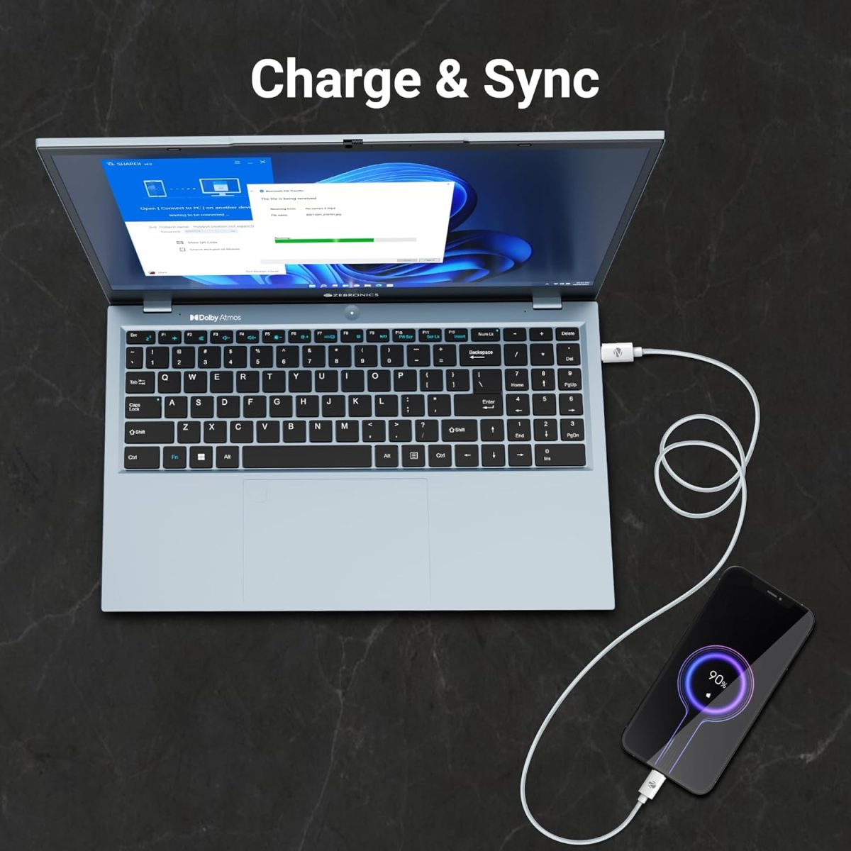 ZEBRONICS Type C to Type C Strong Braided Cable, 60W PD Fast Charging, for iPhone 16 Series, 15 Series, iPad, MacBook, Samsung, Other Android Devices, Data Sync, 1 Meter (ZEB-TT60+) - Image 4