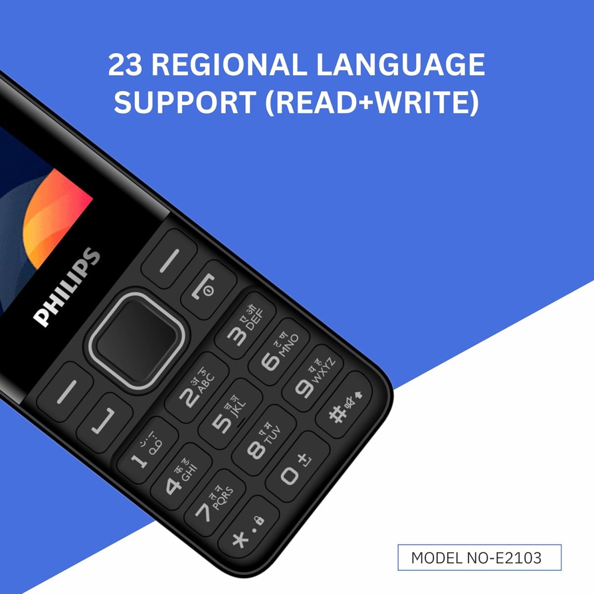 Philips All-New E2103 Sleek & Stylish |Keypad Mobile with 1.77" Screen|1000 MAH Battery | 2030mm Speaker| Wireless FM | Bright Torch|Black - Image 4