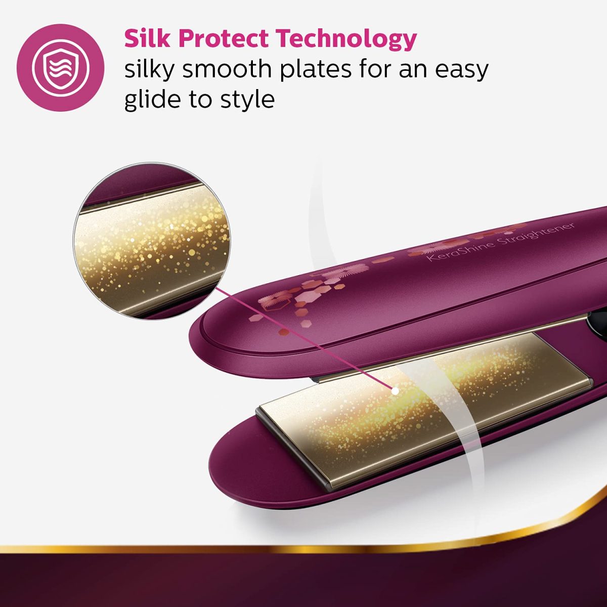 Philips BHS738/00 Kerashine Titanium Wide Plate Straightener with SilkProtect Technology. Straighten with Instant Shine. Suitable for Dense Thick Hair - Image 2