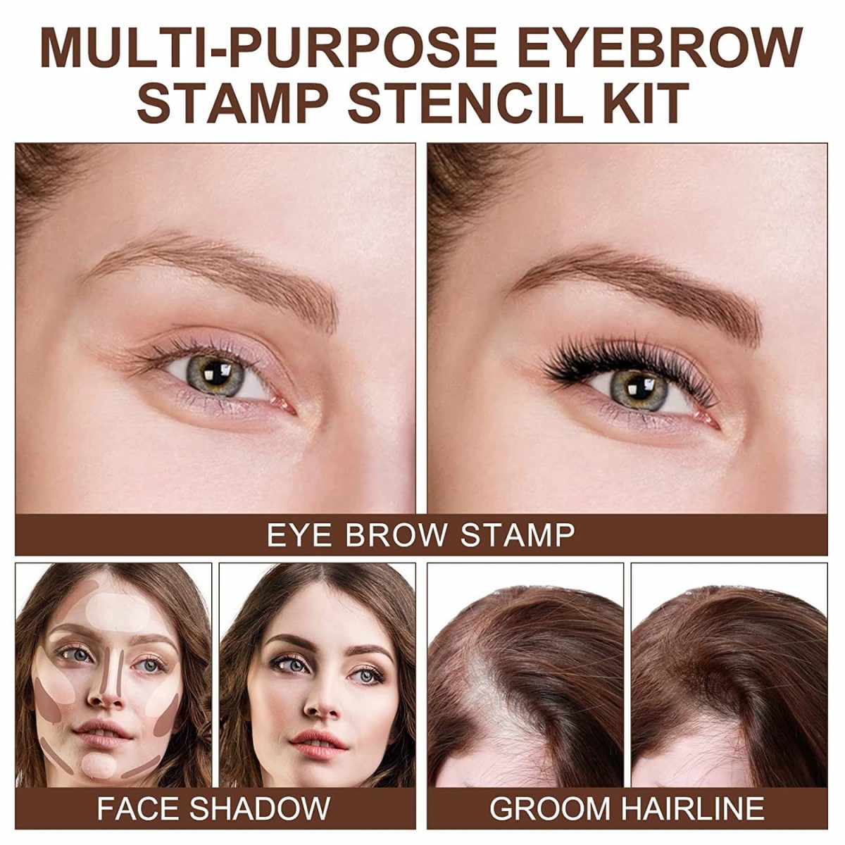 Eyebrow Stamp and Eyebrow Stencil Kit, Long Lasting Brow Stamp Kit for Perfect Eyebrow Makeup, Easy to Use, 3 Reusable Eye Brow Stencil Kit for Women Beginners (Dark Brown) - Image 7