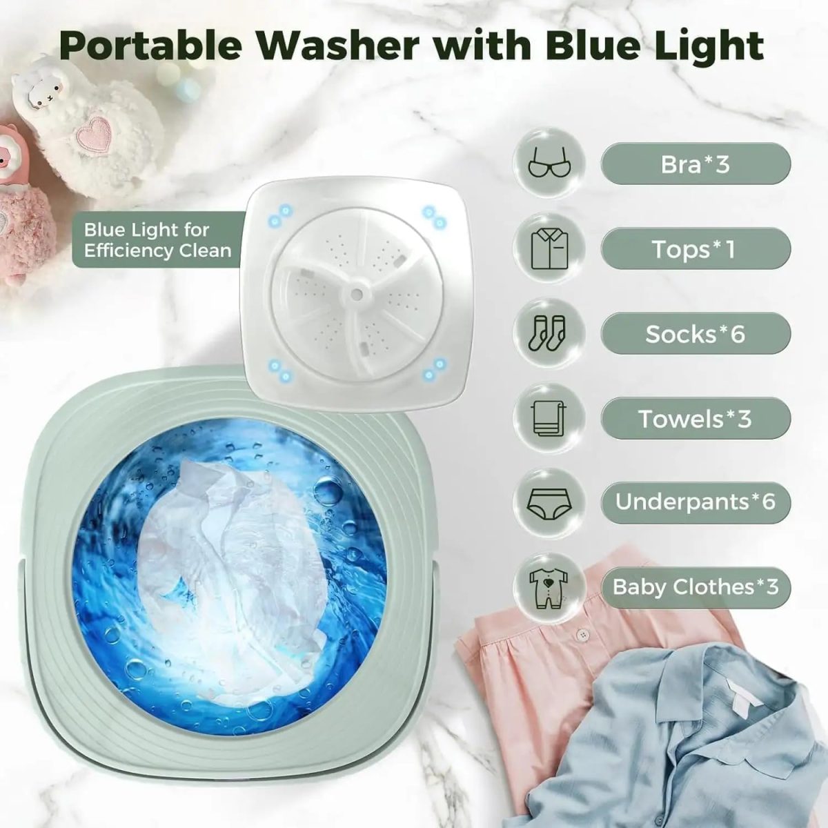 SeMi AuToMaTiC FoLdInG 9L SmAlL MiNi WaShInG MaChInE WiTh DrYeR DeEp CLeAnInG FoR UnDeRwEaR WaShINg MaChInE SeMi AuToMaTiC A18 - Image 4