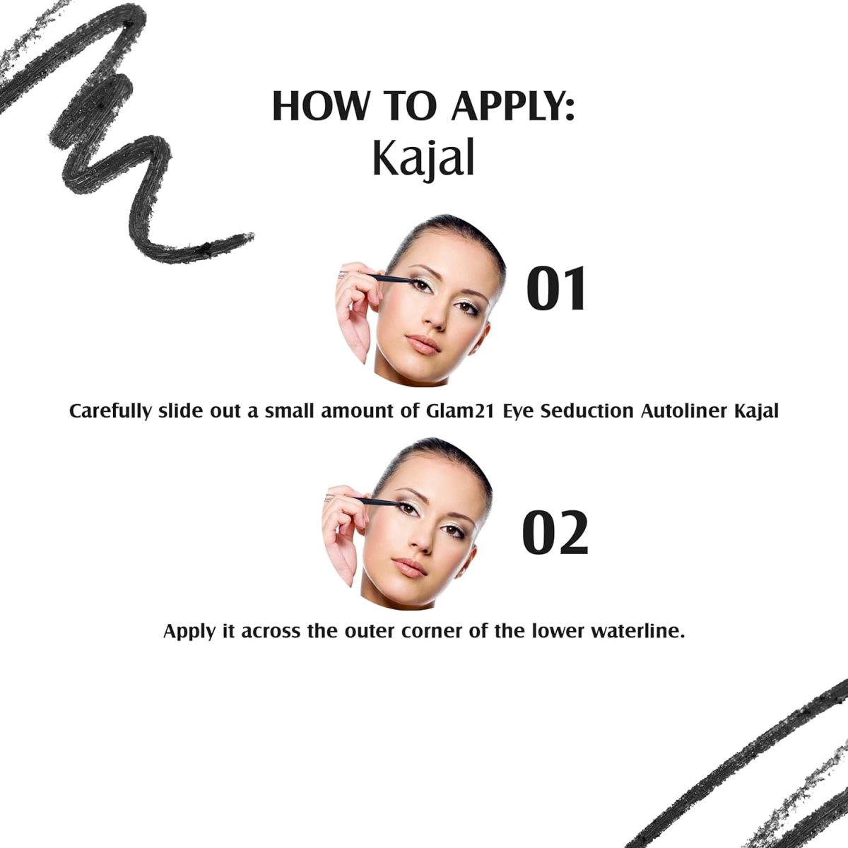 Glam21 Stick Kajal Long Lasting | Smudge Proof | Highly Pigmented | Intense Black With Matte Finish - Image 5