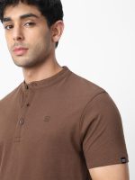 Urbano Fashion Men's Solid Mandarin Collar Slim Fit Half Sleeve Cotton T-Shirt - Image 7