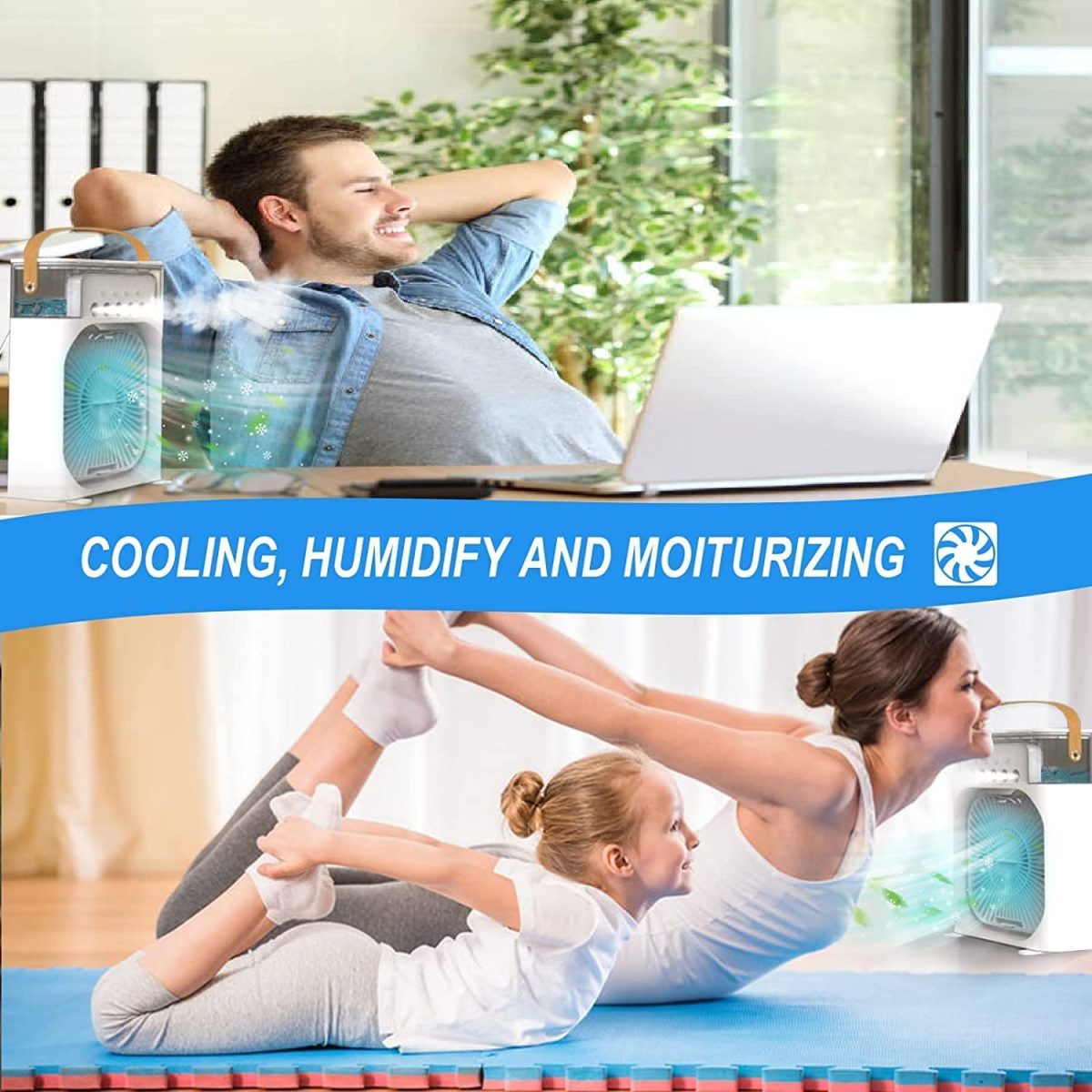 DRASHTI FAB Portable Ac Mini Cooler Fan for Room Cooling Rechargeable Fan Portable Ac for Home Portable Air Conditioners Water Cooler Mini Ac Humidifier Hanging Closet Shelves - Image 4