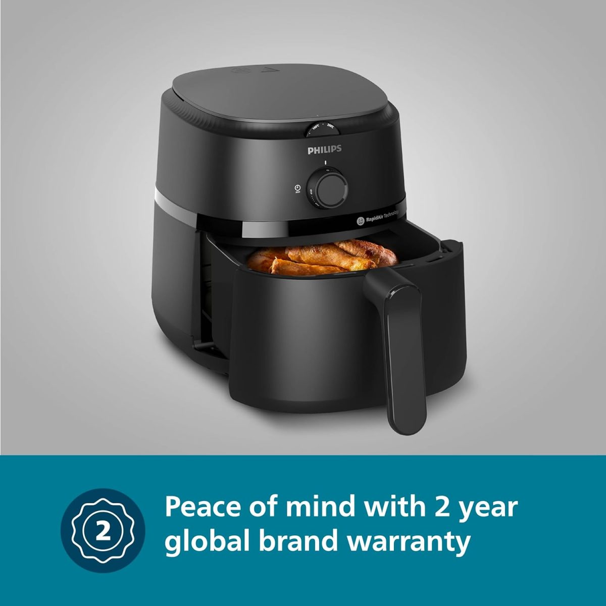 PHILIPS Air Fryer NA130/00, uses up to 90% less fat, 1700W, 6.2 Liter, with Rapid Air Technology (Black), Extra Large - Image 5