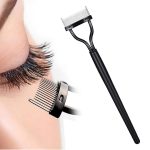 Homeaura Professional Eyelash Comb, Stainless Steel Needle Mascara Guide Applicator, Eyebrow Brush Curler Cosmetic Tool, Black