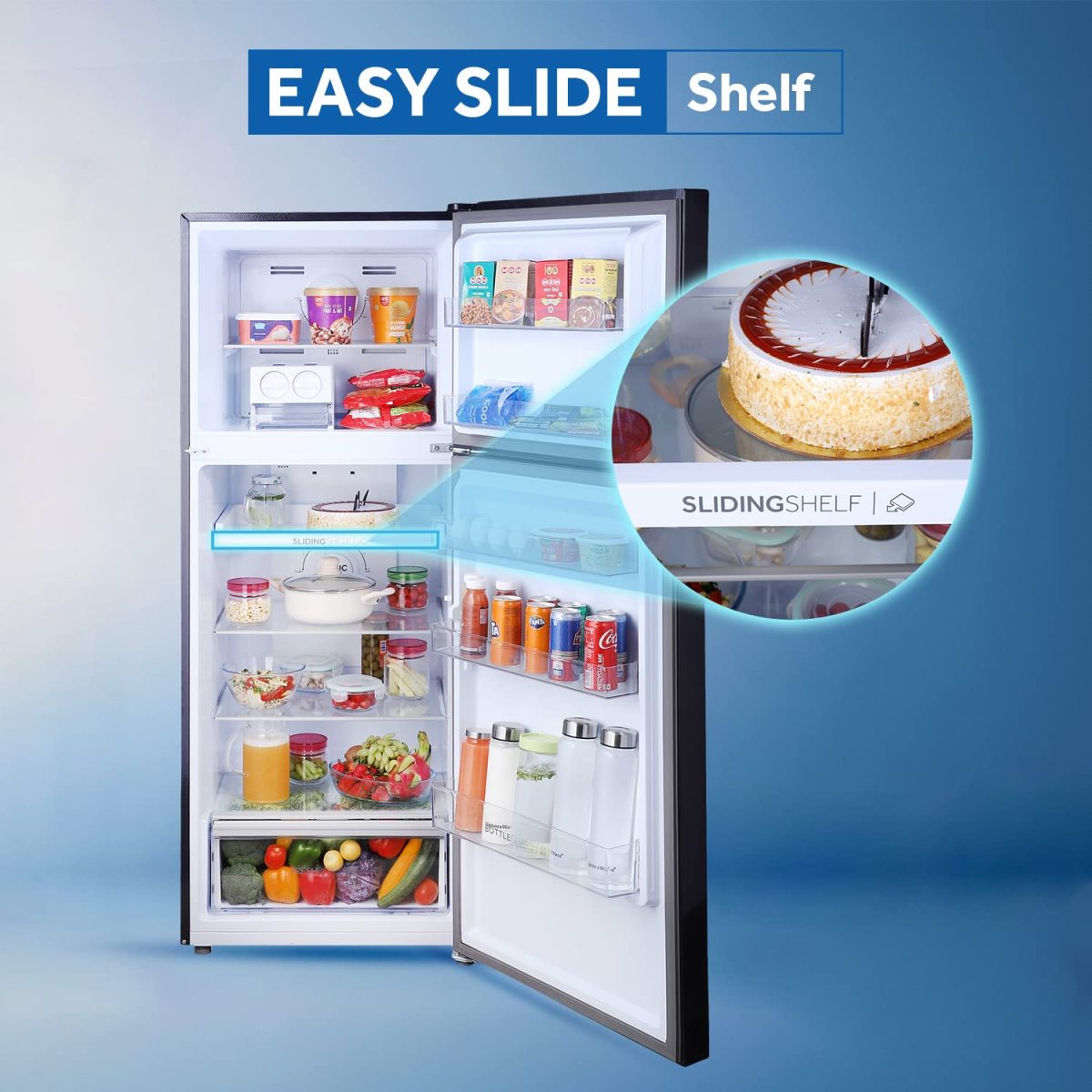 Haier 345 L 3 Star Double Door Frost Free Refrigerator Appliance, Triple Inverter & Dual Fan Technology (HRF-3654PBG-E, Bloom Glass,Glass Door, Convertible, 2022 Model) - Image 5