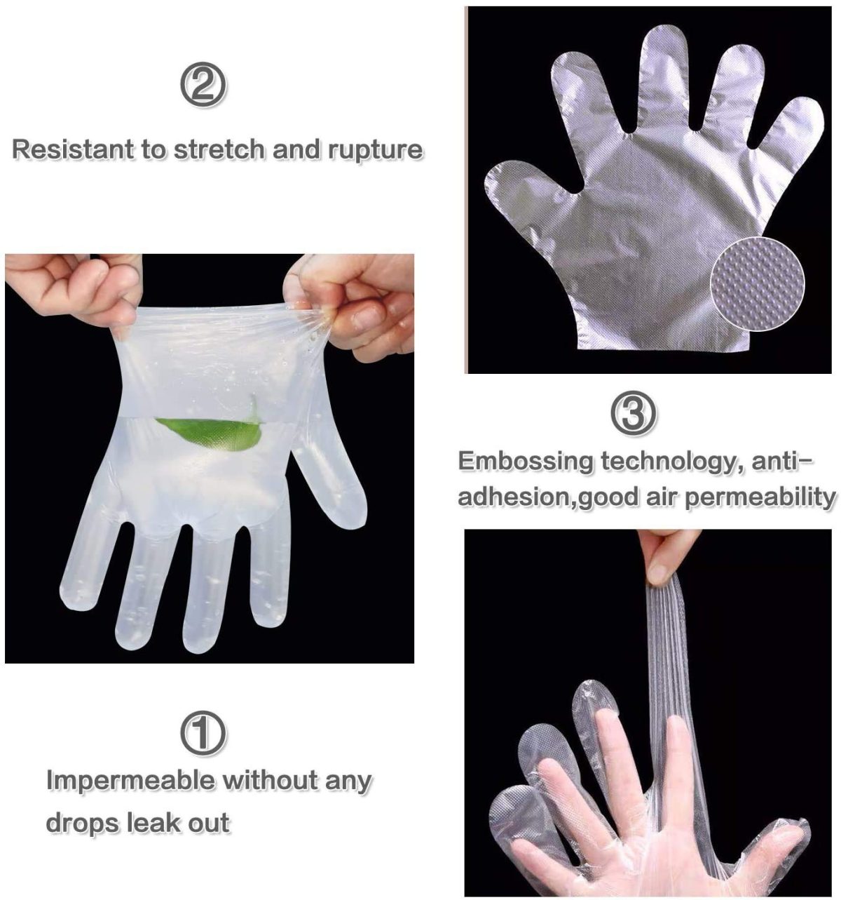 CFGROW 500Pcs Disposable Plastic Gloves, Latex Free Powder Free Clear Polyethylene Hand Gloves Non-Sterile For Cleaning- Cooking, Hair Coloring, Dishwashing, Food Handling, Large, Pack of 1 - Image 5