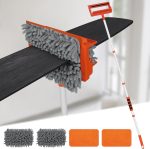 Fulminare 3 in 1 Fan Cleaner Duster with 159cm Extendable Long Handle for Ceiling Fan Blade ,Fan Cleaning Mop with 2 Microfiber Mop Head for Dusting Ceiling Fan Washable Pads for Wipe Wall