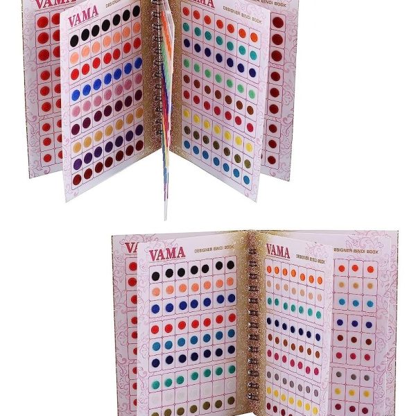 VAMA FASHIONS Multicolour Plain Round Small Medium Bindis Book kumkum sticker pottu Booklet for Girls & Women (2 bindi booklet 504+504 = 1008 Bindis Books)