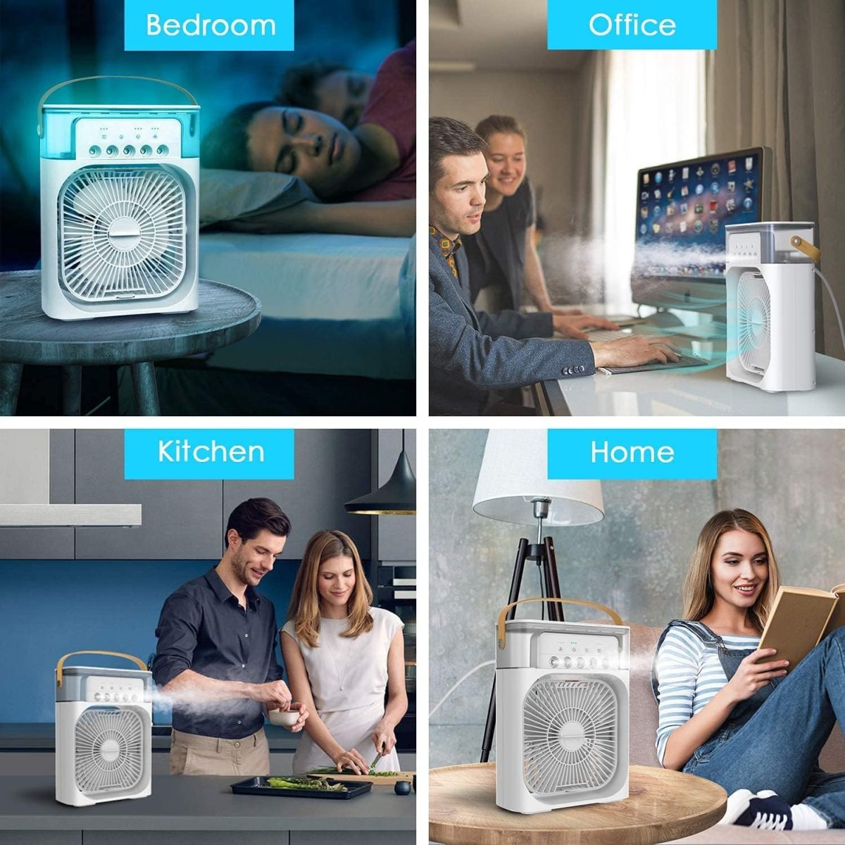 DPM Portable Air Conditioner Fan, Mini Evaporative Air Cooler with 7 Colors LED Light, 1/2/3 H Timer, 3 Wind Speeds, and 3 Spray Modes for Office, Home, Dorm, Travel Portable Air Conditioners - Image 3