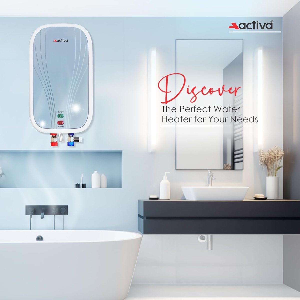 Activa 3 Liters Volcano Quick Water Heater Geyser, 3 KVA ISI Cooper Element, 0.8mm Anti Rust Coated 304L Pure Stainless Steel Tank, Auto Cut-Off, ABS Body, BEE 5 Start Rated Come with 5 Years Warranty - Image 3