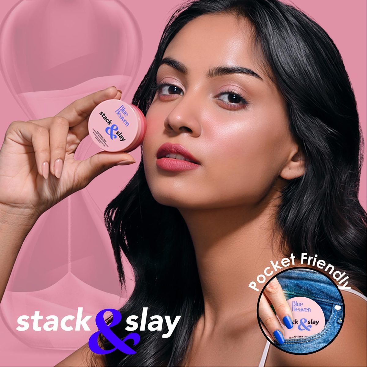 Blue Heaven Stack & Slay Multi Task Trio Countor, Blush & Highlighter For Face Makeup Fights Skin Aging, Nourishing & Moisturizing, Sunshine Light 5.4g - Image 10