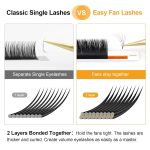 NAGARAKU Easy Fanning Auto Fans Eyelash Extension Self Handing Making Fast Bloom Flowering Pre-bonded Lashes Mega Volume 12 Row/Tray With Thickness 0.07mm Curl C (Length - 12mm) - Image 6