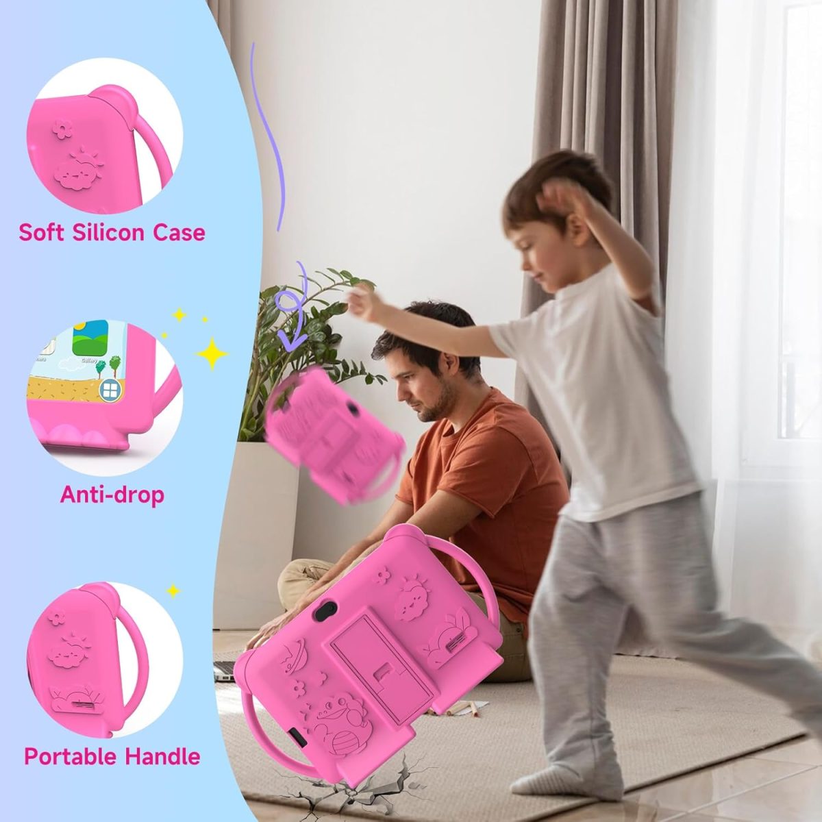 PEICHENG Kids Tablets, Android 12 Tablet for Kids, 4GB RAM, 32GB ROM, Toddler Tablet, 7 Inch IPS Screen, Child Lock, 2+5MP Dual Camera, Shockproof Case for Education, Games - Image 7