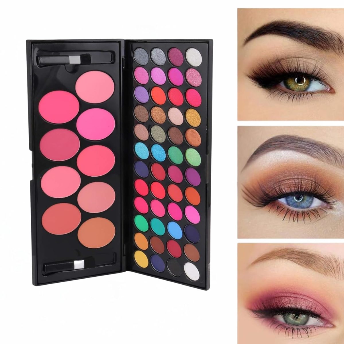 Huda Girl Eyeshadow Palette With Brush - 57 Color All In One Makeup Kit Book For Women And Girl Natural Ultra Shimmer Eyeshadow Palette Smoky & Metallic - Image 2