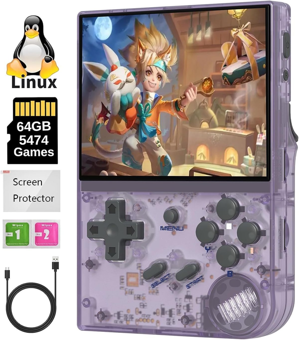 New World RG35XX Handheld Game Console ,System Linux 3.5 Inch IPS Screen Built-in 64G TF Card 6831 Classic Games Support HDMI TV Output - Image 2
