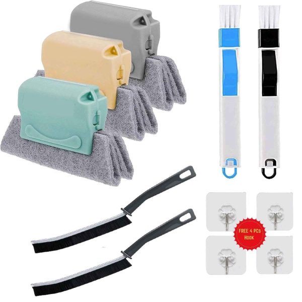 BRIGHTZONE 7 PCS Sliding Window Groove Cleaning Brush, Window Slot Door Track Gap Dust Cleaning Brush (7 Cleaning Combo)