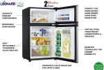LEONARD USA Mini Fridge Small Fridge 120 L Inverter Double Door with Toughened Adjustable Glass Shelves, Mechanical Control, Interior Light (Based on American Technology) (Silver & Black) - Image 6