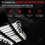 SPARTAN Carbon Steel Combination Spanner Set/Wrench Set/Tool Kit Multipurpose Home Use and Professional Spanners, Corrosion Resistant Chrome Plating Open Jaw and Ring Spanners (Silver, Set of 10) - Image 5