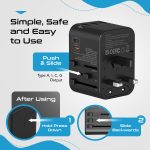Ceptics Universal Charger Adapter, 35W 6 in 1 International Travel Adapter, Universal Plug Socket with 10 Years Warranty, PD/QC 3.0, 1x USB-C, 3 USB Fast Charging, Worldwide Travel Adapters. - Image 5