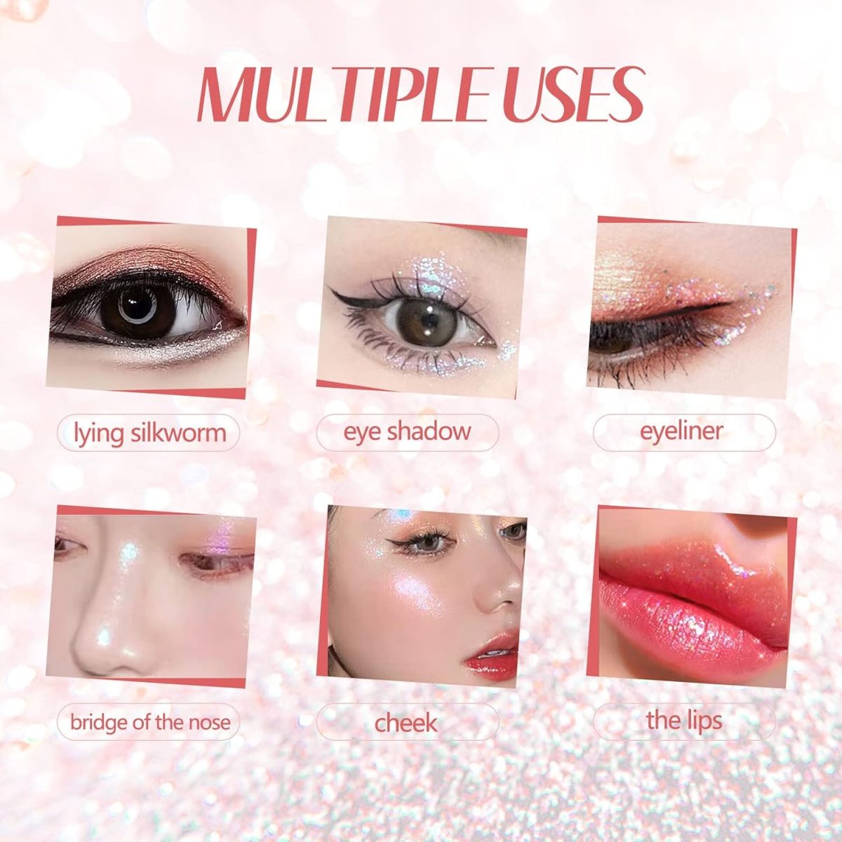 Glitter Eyeliner and Eyeshadow Set, Liquid Formula, Smudge-Proof, Assorted Colors combo - Image 6