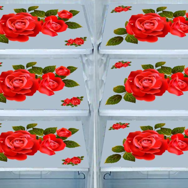 DakshyaIndustries Pack of 6 PVC Printed Fridge Mat/Refrigerator Mat (Beige)