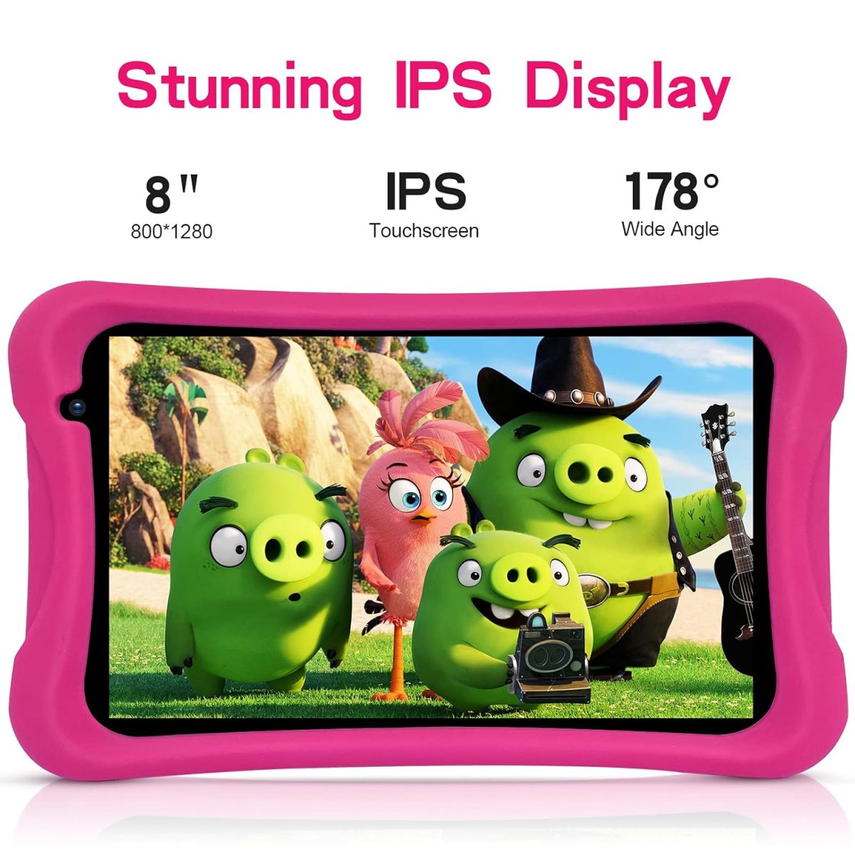 PRITOM Android 10 Go, 8 inch Kids Tablet, Parental Control, Wi-Fi, Quad Core Processor, 2GB RAM, 32GB ROM, HD IPS Screen, 2.0 Front + 8.0 MP Rear Camera, with Kids-Tablet Case(Pink) - Image 6