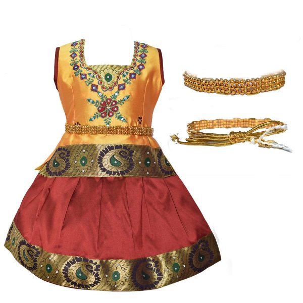 AMIRTHA FASHION Girls Traditional Lehenga Choli RATHI CHILD PATTU(AMFRPSTGM)