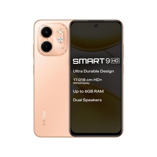 Infinix Smart 9 HD (Coral Gold, 3GB RAM, 64GB Storage) | 250K+ Drop Tetss | 90Hz Punch Hole Display | 5000mAh Battery