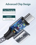 Wayona Type C to Type C 65W/3A Fast Charging Nylon Braided Data Cable Compatible with iPhone 15 Series, Samsung Galaxy S24,S24 Ultra,S23,S22,S21,S20, iPad, Macbook Air/Pro (3M, Grey) - Image 6