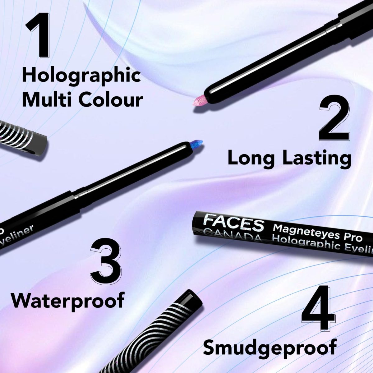 FACES CANADA Magneteyes Pro Holographic Eyeliner - Earthy Wonder 04, 0.25g | Multichrome/Duochrome Eyeliner | Metallic & Shimmer Finish | Longlasting | Waterproof & Smudgeproof - Image 5