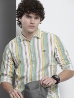 The Indian Garage Co Men's Cotton Regular Fit Striped Full Sleeves Cutaway Collar Casual Shirt - Image 2