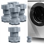 JD FRESH Washing Machine Vibration Pads/Bracket Base for Washing Machine/Refrigerator Stand with Height Adjustment Feet/Washing Machine Stand/Floor Trays - Grey (4 Pcs Set)