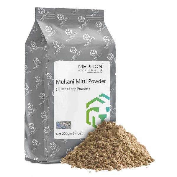 Merlion Naturals Multani Mitti Powder 200gm | Fuller’s Earth Powder for Face and Hair Pack