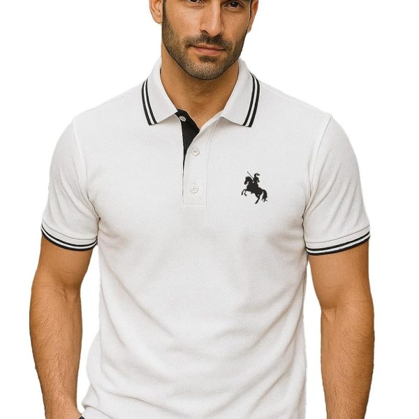 SCATCHITE Men’s Polo T-Shirt with Striped Collar & Sleeve | Premium Cotton Blend Pique Fabric| Casual & Smart Wear