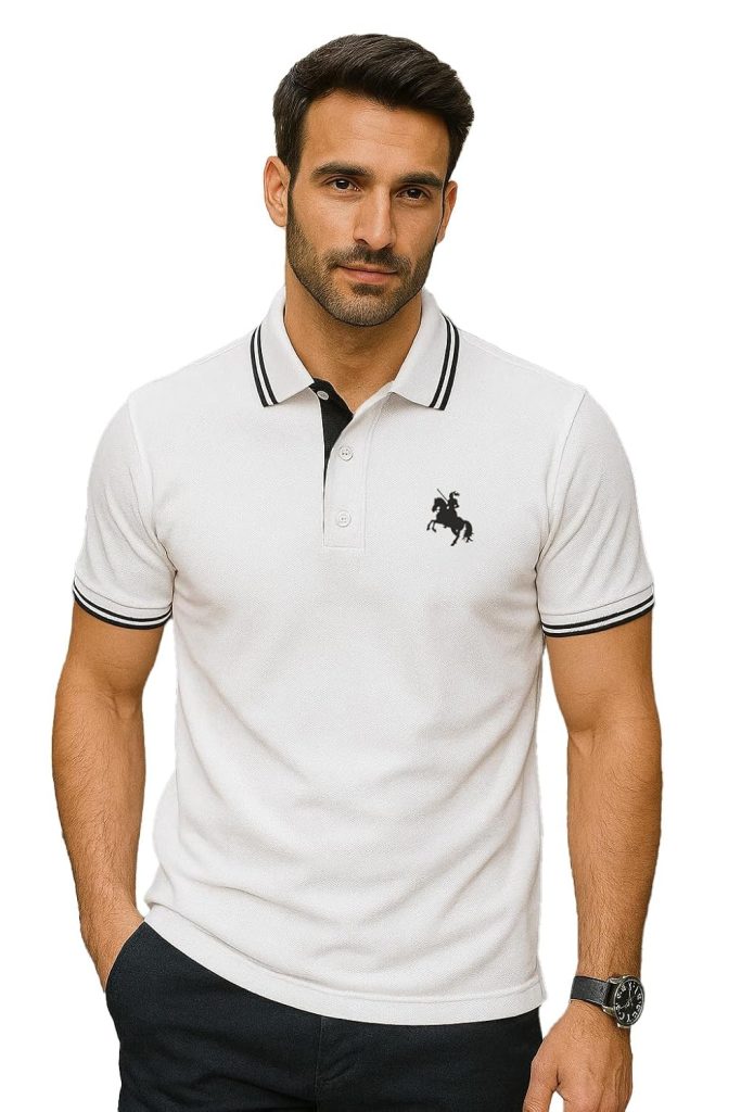 SCATCHITE Men’s Polo T-Shirt with Striped Collar & Sleeve | Premium Cotton Blend Pique Fabric| Casual & Smart Wear