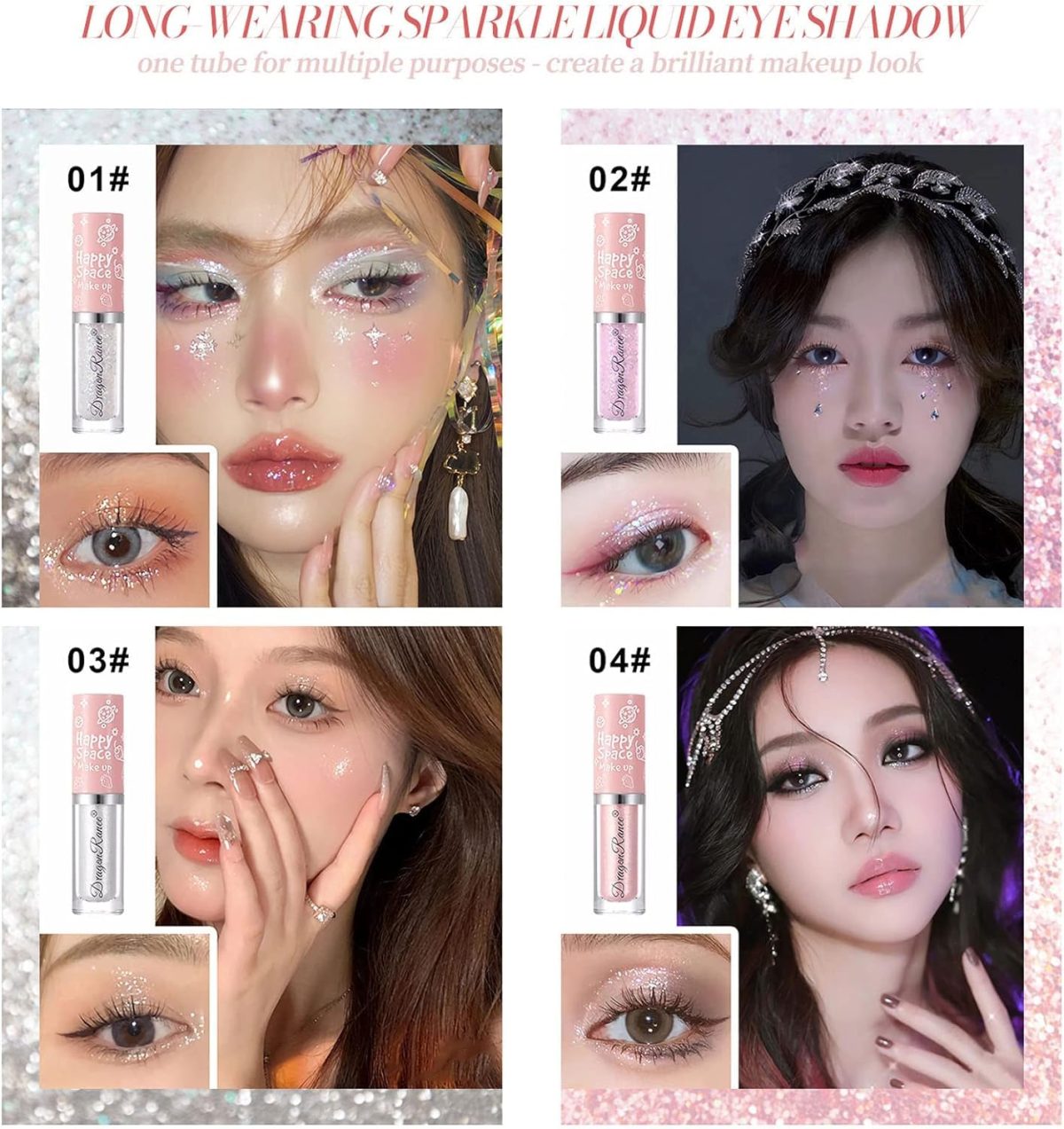 Glitter Eyeliner and Eyeshadow Set, Liquid Formula, Smudge-Proof, Assorted Colors combo - Image 3
