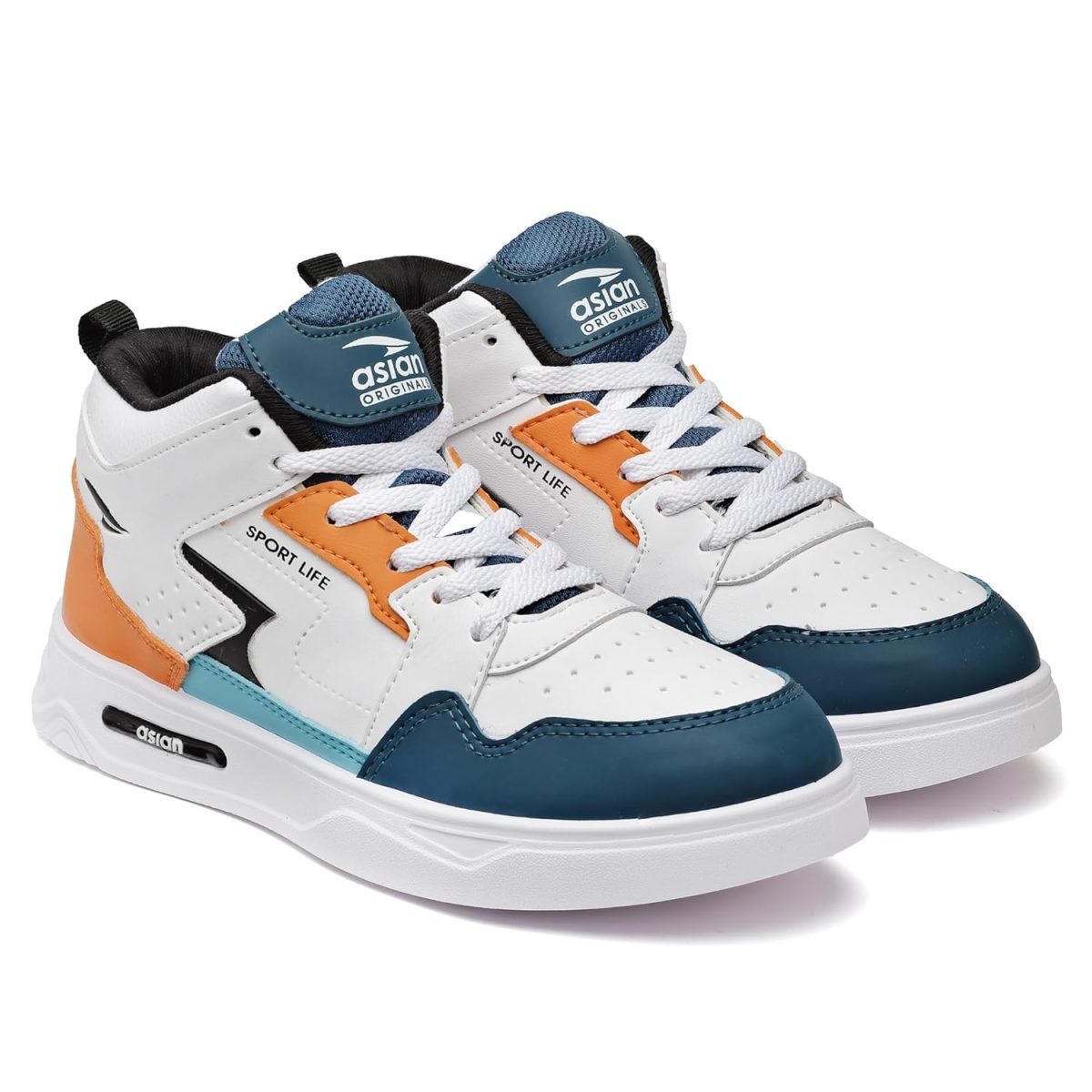 ASIAN Men's White Casual Sneaker Hi-Neck Shoes with Synthetic Upper Lightweight Comfortable Mid Top Sneaker Shoes for Men's & Boy's Boston-13