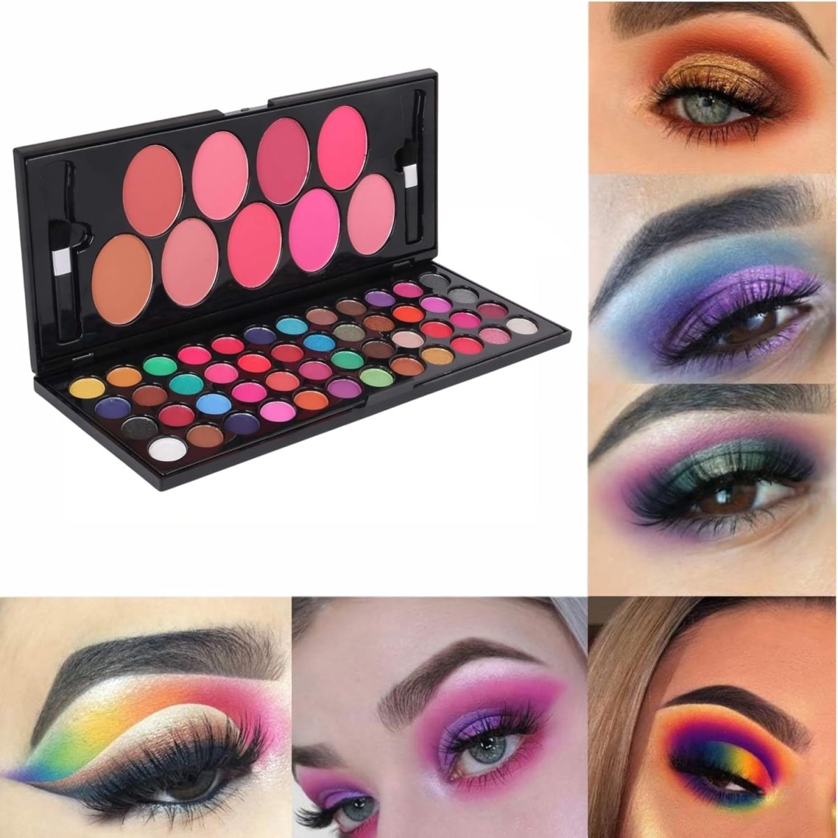 Huda Girl Eyeshadow Palette With Brush - 57 Color All In One Makeup Kit Book For Women And Girl Natural Ultra Shimmer Eyeshadow Palette Smoky & Metallic - Image 3