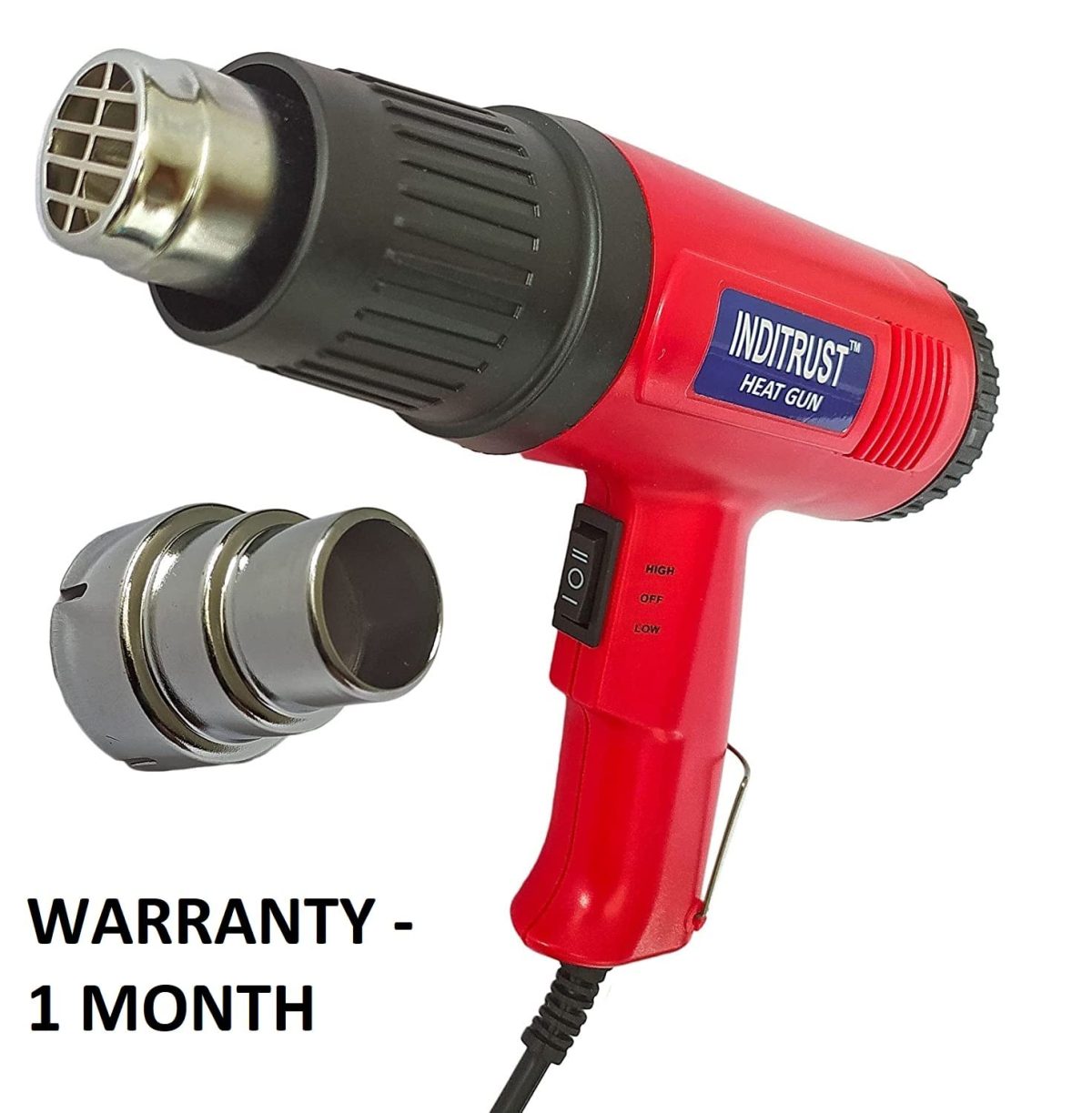 Inditrust 2000 Watt professional heat gun hot air gun with dual temperature setting for Shrink Wrapping, Packing, Paint removal heat gun designed for industrial use (RED) - Image 5