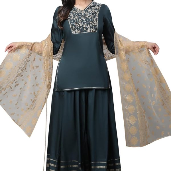 Aurelia Women Cotton Sharara Suit With Dupatta