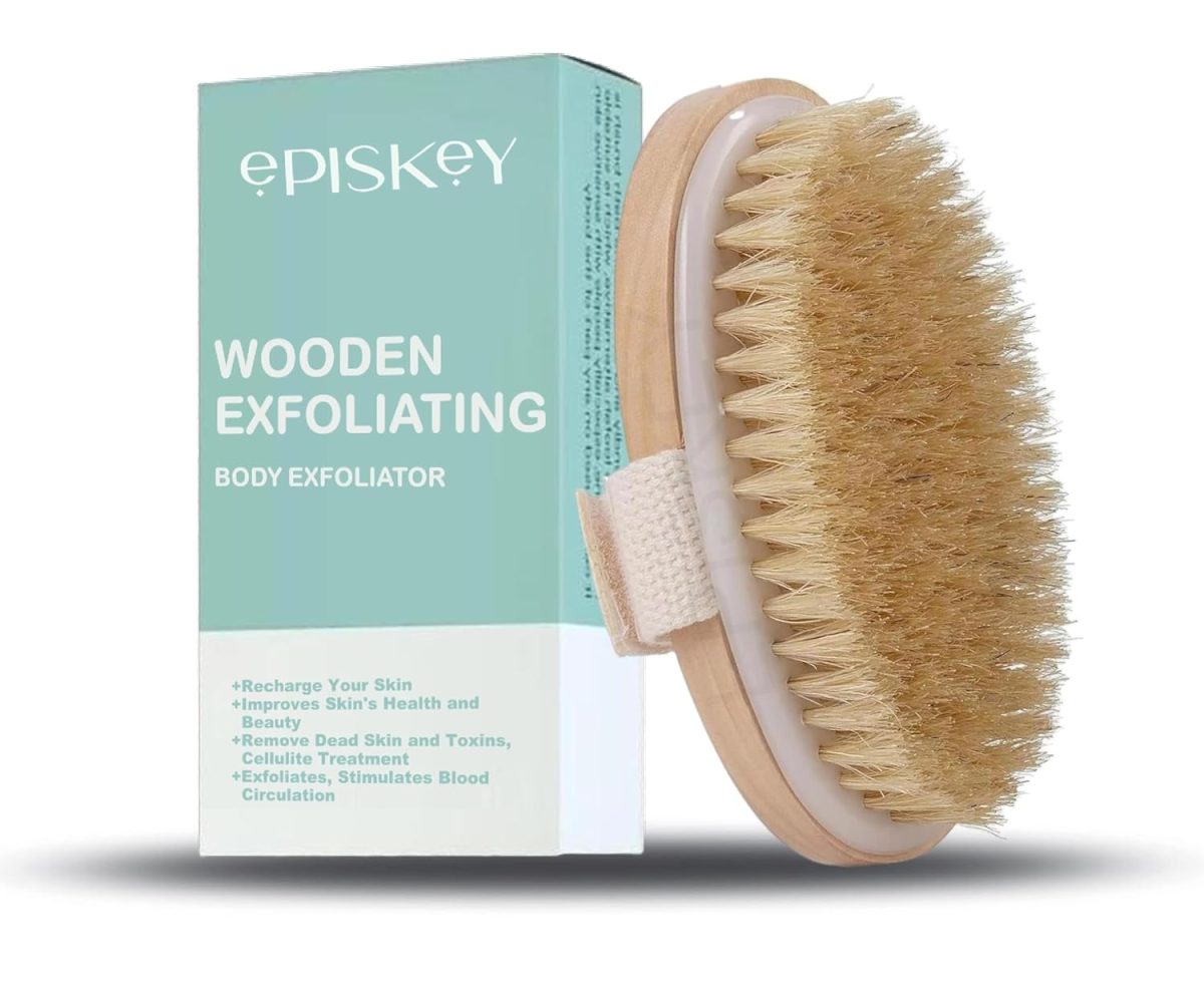 Episkey Dry Skin Body Brush Improves Skin's Health and Beauty With Natural Bristle | Remove Dead Skin and Toxins, Cellulite Treatment, Exfoliates, Stimulates Blood Circulation (WOODN_BATH)