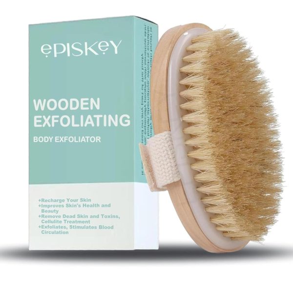 Episkey Dry Skin Body Brush Improves Skin's Health and Beauty With Natural Bristle | Remove Dead Skin and Toxins, Cellulite Treatment, Exfoliates, Stimulates Blood Circulation (WOODN_BATH)