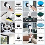 COFENDY Electric Spin Scrubber,Cleaning Brush Scrubber for Home, 400RPM/Mins-9 Replaceable Brush Heads-90Mins Work Time,Adjustable Size,2 Adjustable Speeds for Bathroom Shower (White) - Image 5
